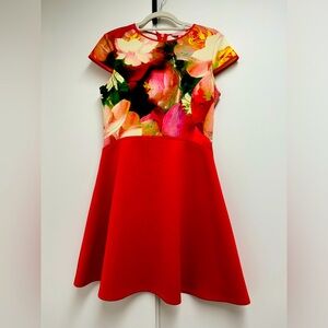 Ted Baker Red Floral Fit-and-Flare Dress